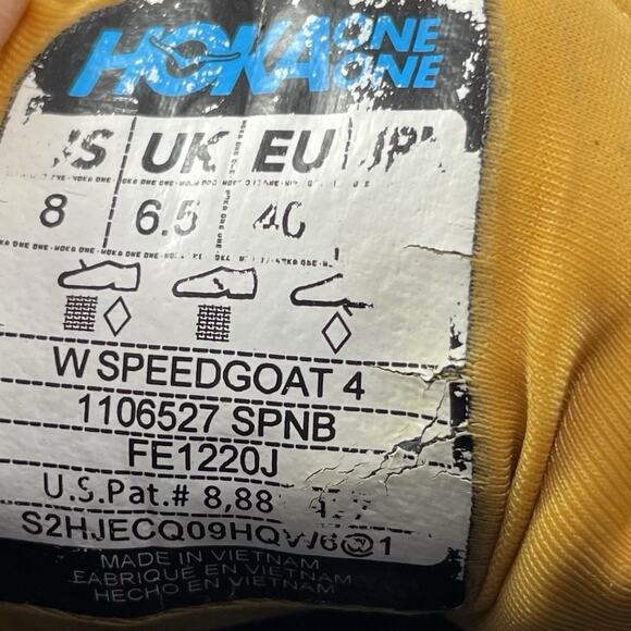 Hoka One One Speedgoat 4 Trail Running Womens Size 8 Orange Saffron Athletic - Picture 7 of 11